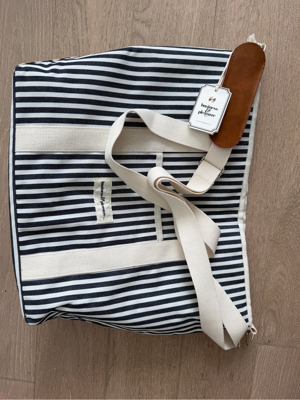 Striped Canvas Weekender Bag in Black & White - Unknown Brand